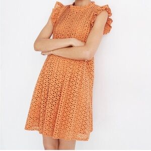 NWOT madewell pintuck mini dress burnt orange small